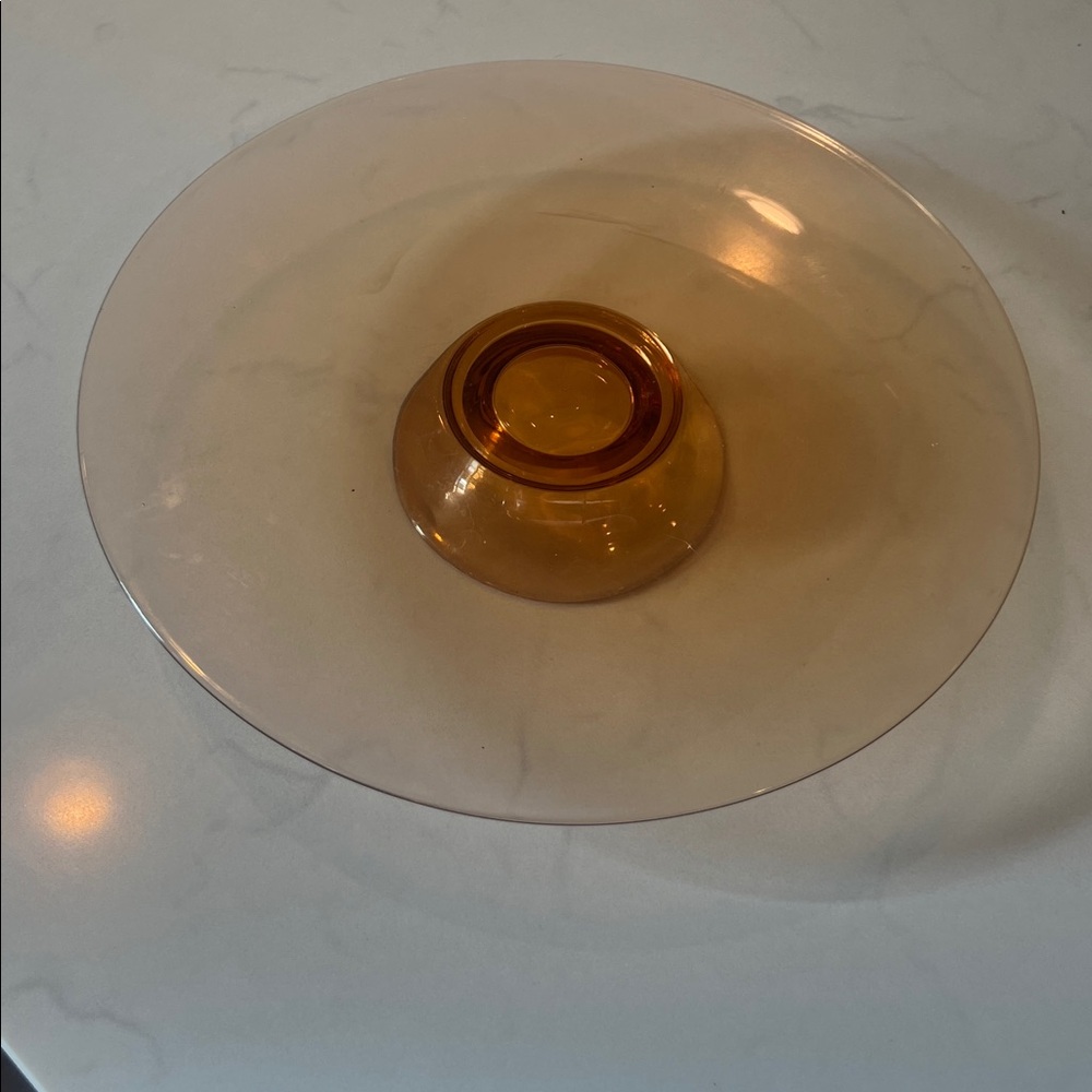 Vintage Amber Glass Plate/Cake Stand